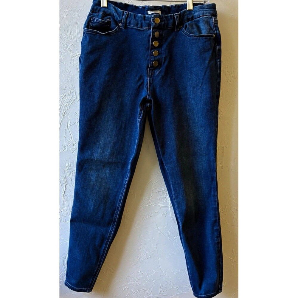 m jeans Women’s Blue Denim Skinny Jeans Stretch Button Fly 5-Pocket Sz L